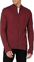 Amazon Brand - Hikaro Men's Sweater Long Sleeve Zipped Cardigan Stand Collar Full or Quarter Zip Jumper Warm Cable...