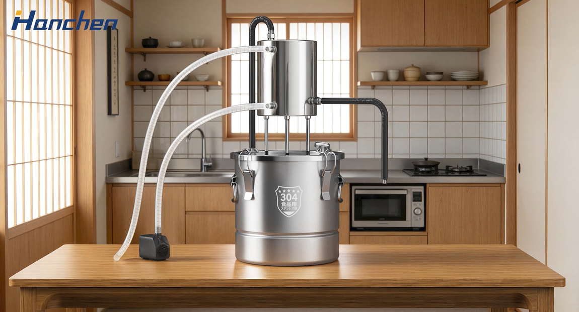 Hanchen 10L 蒸留水器 Amazon | Hanchen 酒 醸造設備 新型密閉式冷却 22L 蒸留器 ステンレス