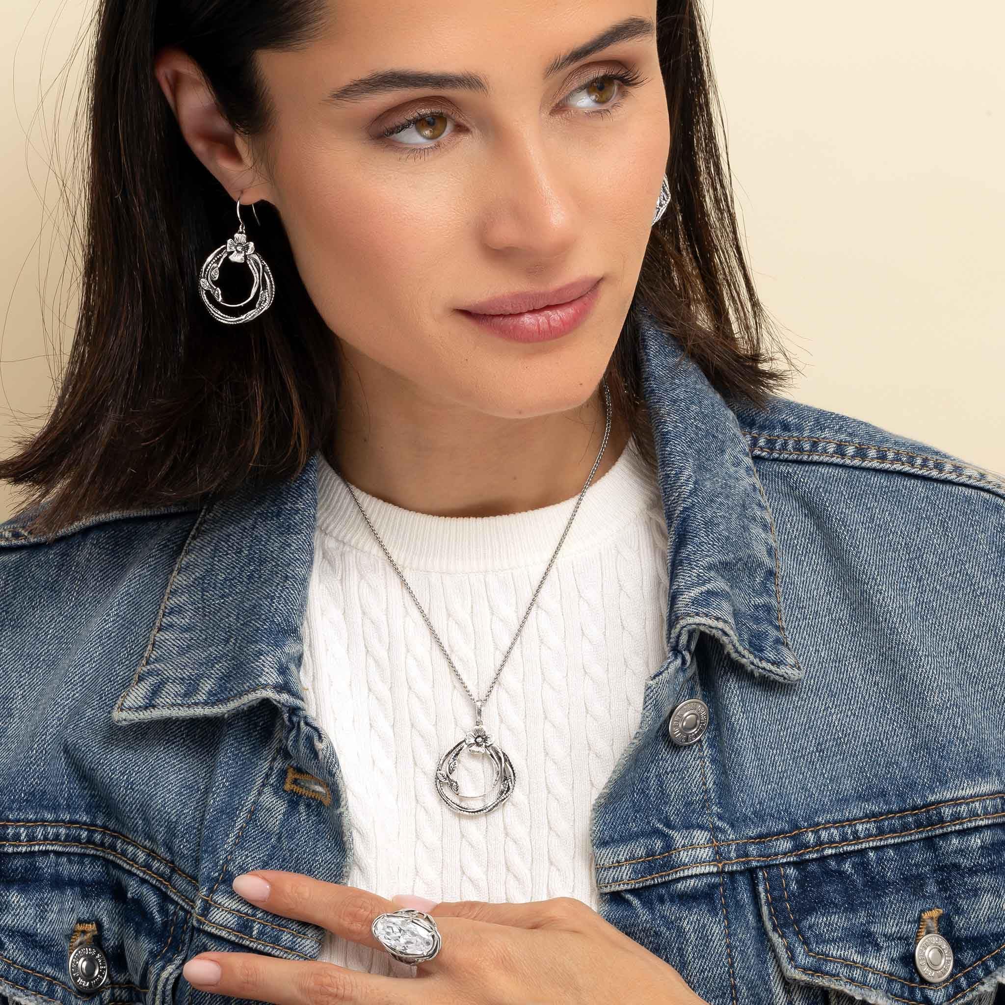 JEAN RACHEL JEWELRY Halskette aus 925er-Sterlingsilber für Damen – Blumendraht, einzigartiges Vintage-Design, hypoallergen, blei- und nickelfrei, handgefertigter Statement-Halskette