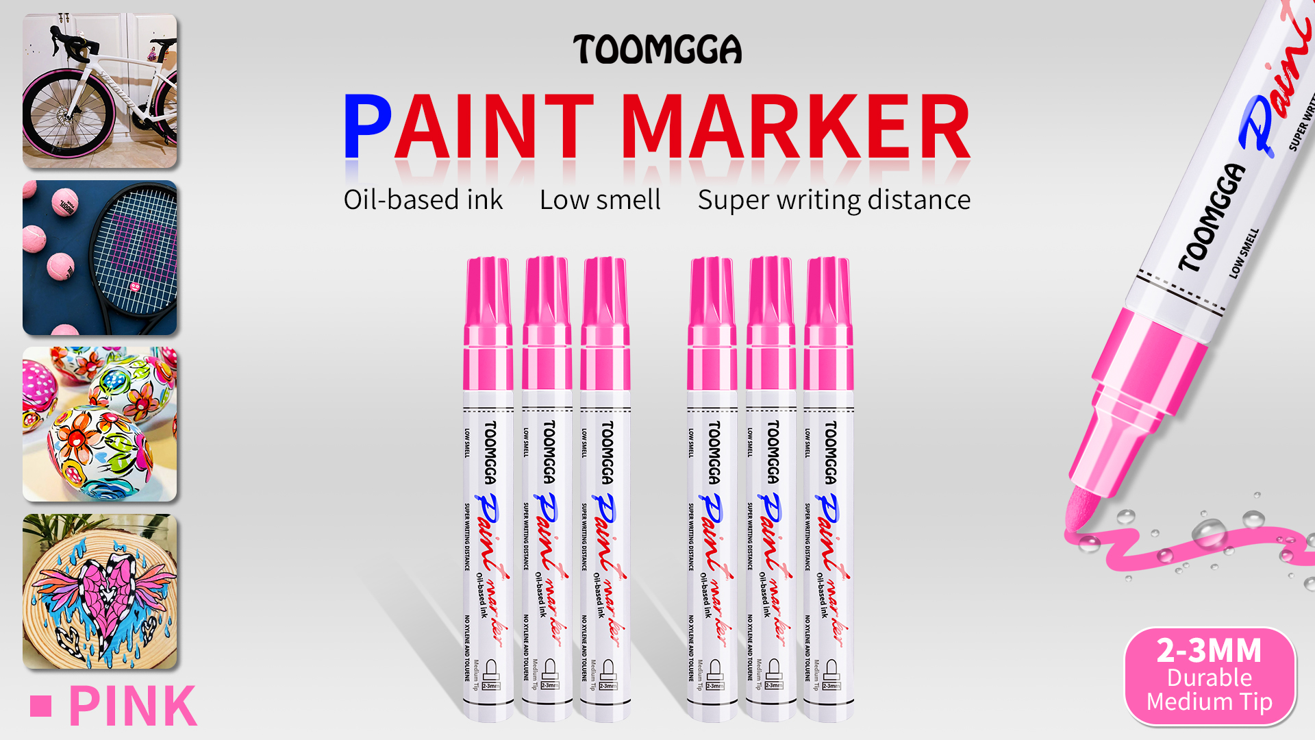 Amazon.com: TOOMGGA Pink Permanent Paint Pens - 6 Pack Oil Based