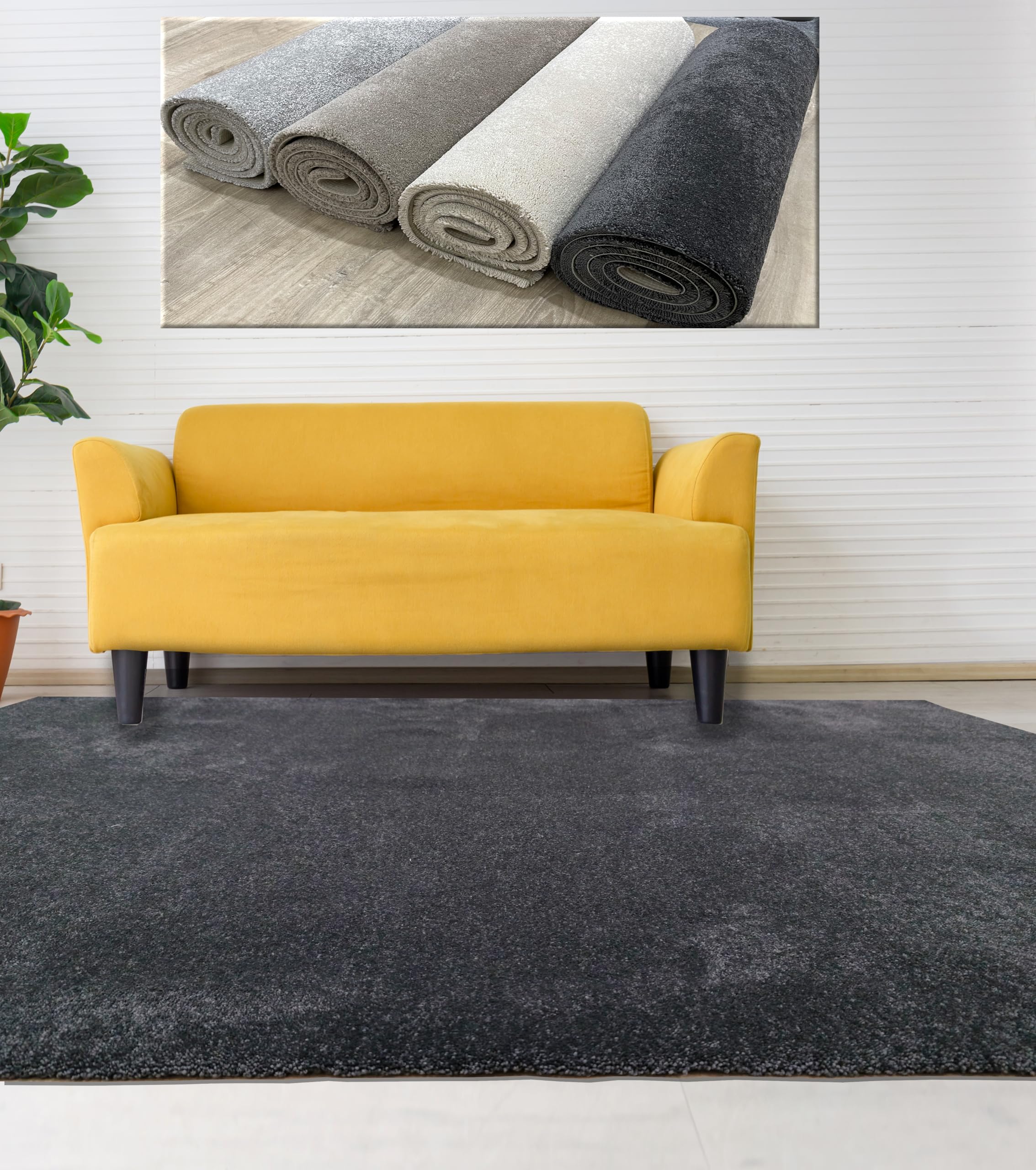 Tapis lisse Tadi & Imperio1979 gris foncé pour chambre et entrée