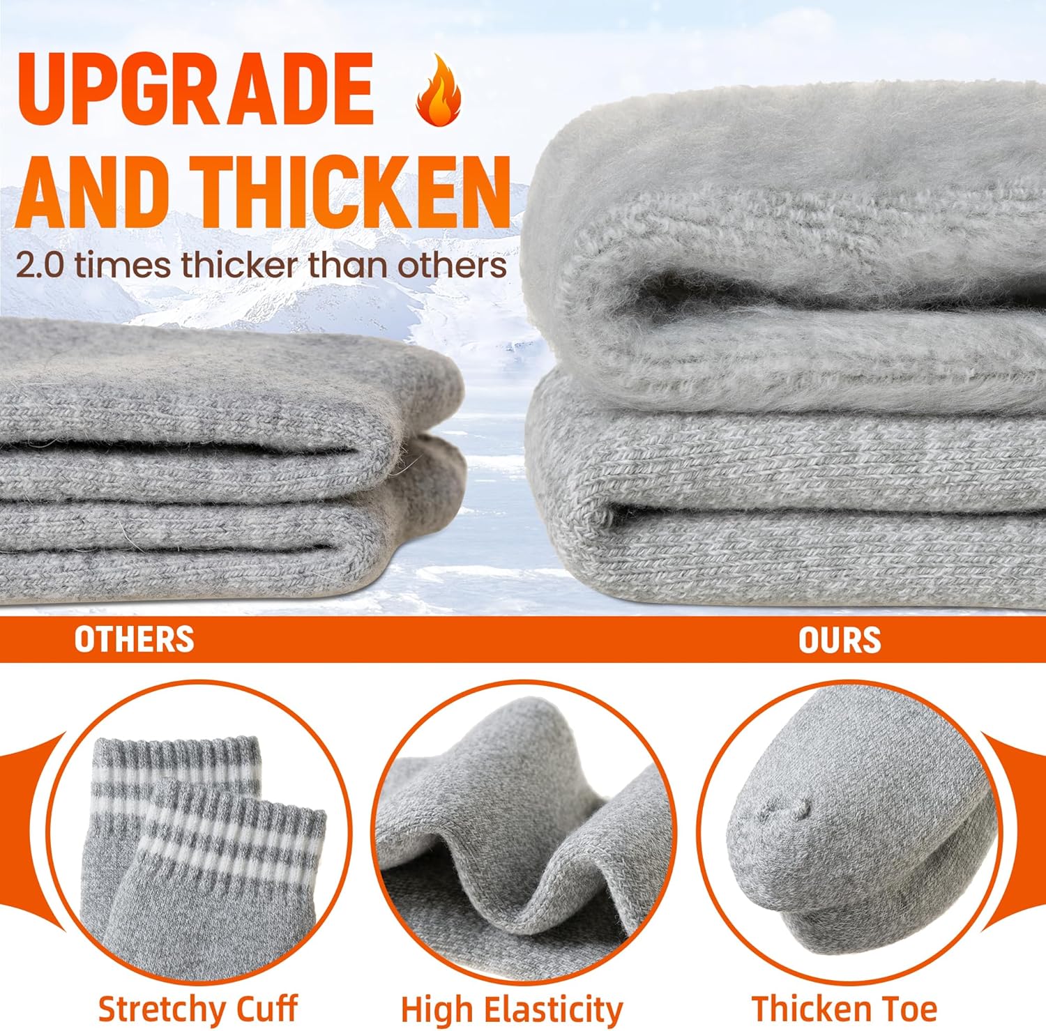 DoSmart Womens Warm Thermal Socks Winter Ski Extra Thick Insulated Heated Crew Boot Socks for Cold Weather 3 Pairs - Image 4