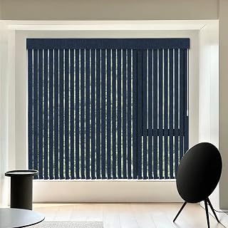 Vertical Blinds Sliding Door Blind Glass Windows Shade Patio Door Privacy Track Slats Set Customized Size 100% Blackout Navy Blue
