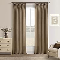 Vista 50 de Cortinas de lino plegadas de 108 pulgadas, juego de 2 paneles para sala de estar, dormitorio, estilo granja rústica, con pestaña trasera, plegadas