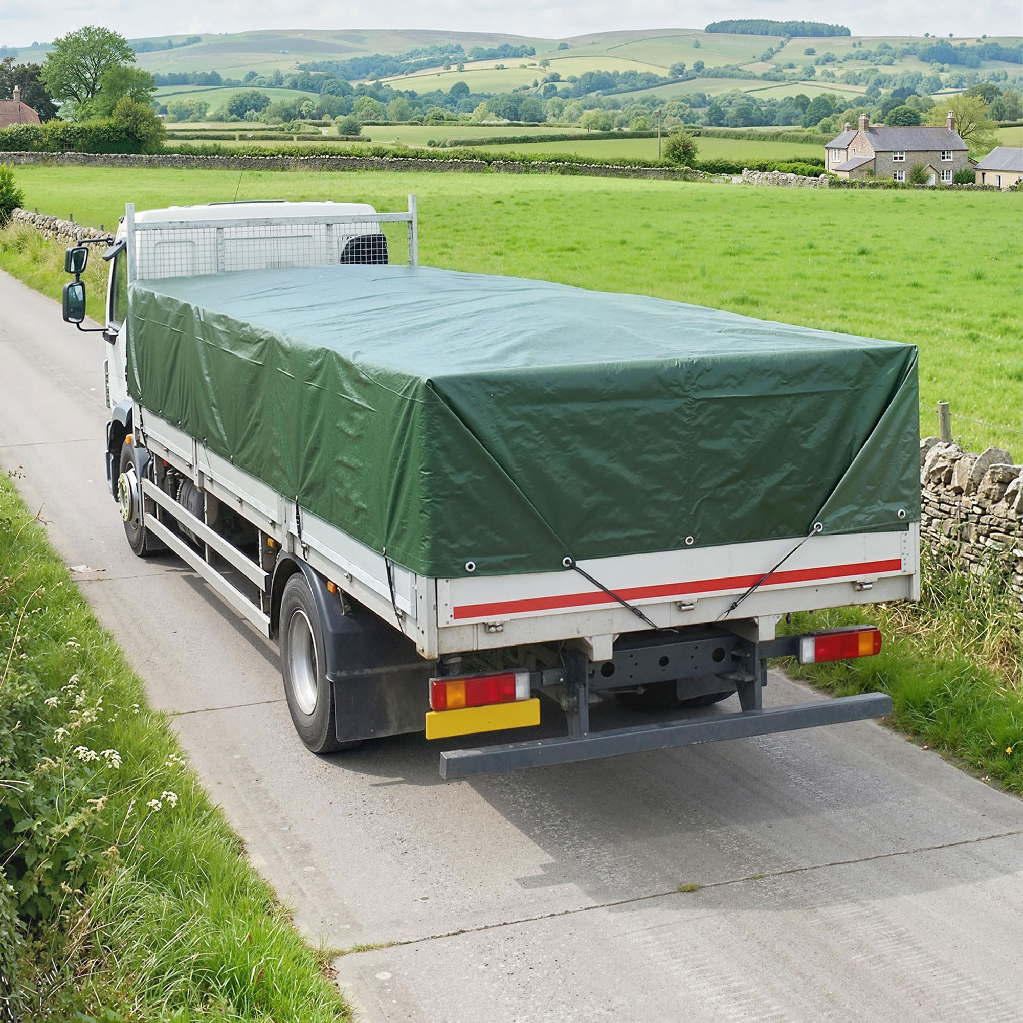 Outsunny Lona Impermeable Exterior 6x8 m, Toldo PE Resistente a Rasgaduras 90 g/m², Protección UV, con Ojales Reforzados para Leña, Muebles de Jardín, Invernaderos, Vehículos, Verde — view 5