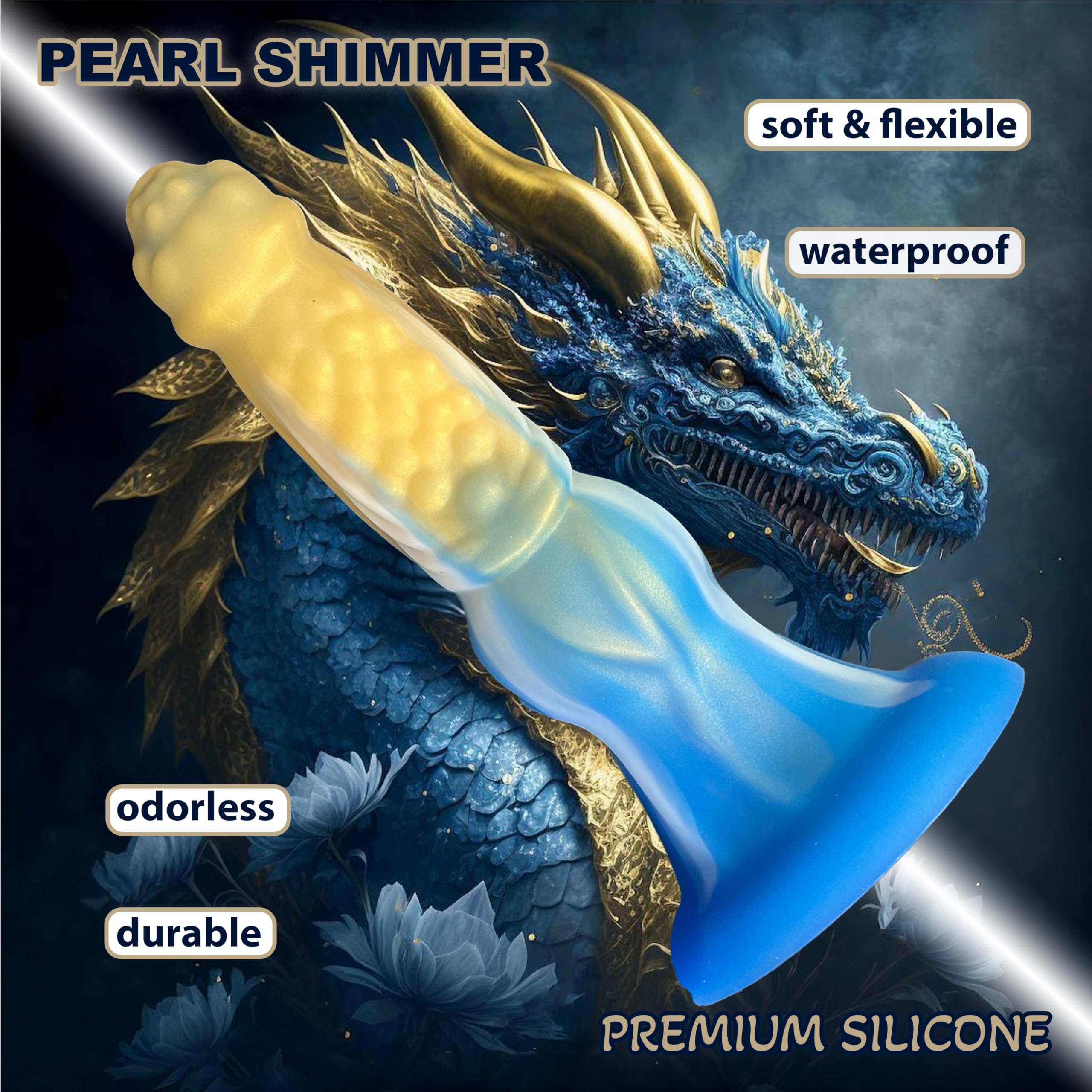 10" Monster Dildo with Knot Fantasy Horse Dildos Big Knots Huge Dragon Dong Thick Anal with Strong Suction Cup, Dog Knotted Penis for Women Sex Anal Toys for Men Gay Adult Toys for Women Men: Gold-blue