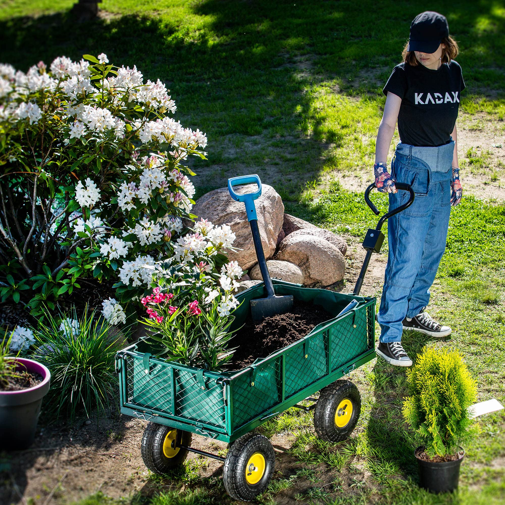 Relaxdays Praktische handwagen voor de tuin, met
