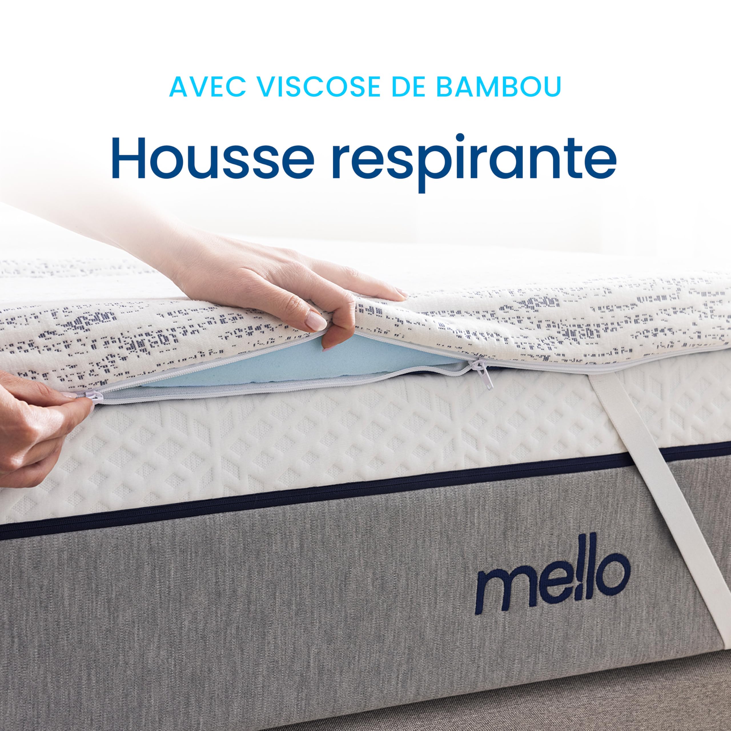 Surmatelas 160 x 200 - Viscosoft, Gel 5cm Mémoire de Forme, Accueil Moelleux, Mousse Gel Respirante, Ergonomique, Maintien Optimal, Housse Bambou déhoussable et Anti-dérapante