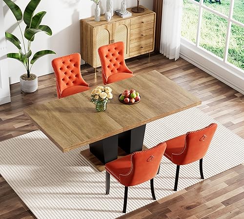 Vista 56 de Juego de mesa de comedor extensible de mármol sintético blanco de 63 a 78.74 pulgadas para 4, juego de mesa de comedor de 5 piezas con 4 sillas