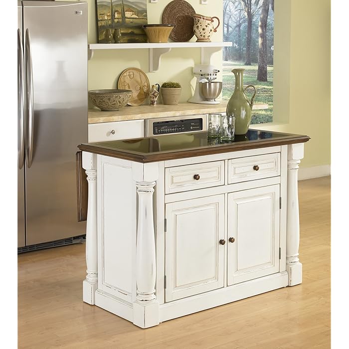 Buy Home Styles Monarch White Kitchen Island with Distressed Oak Top