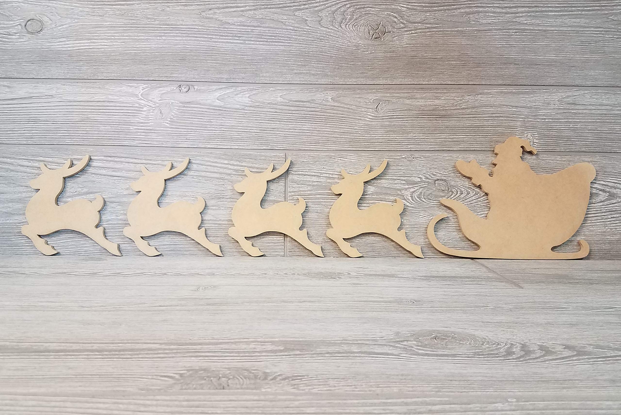 Buy Santa Sleigh and Reindeer, Unfinished Wooden Santa Sleigh and