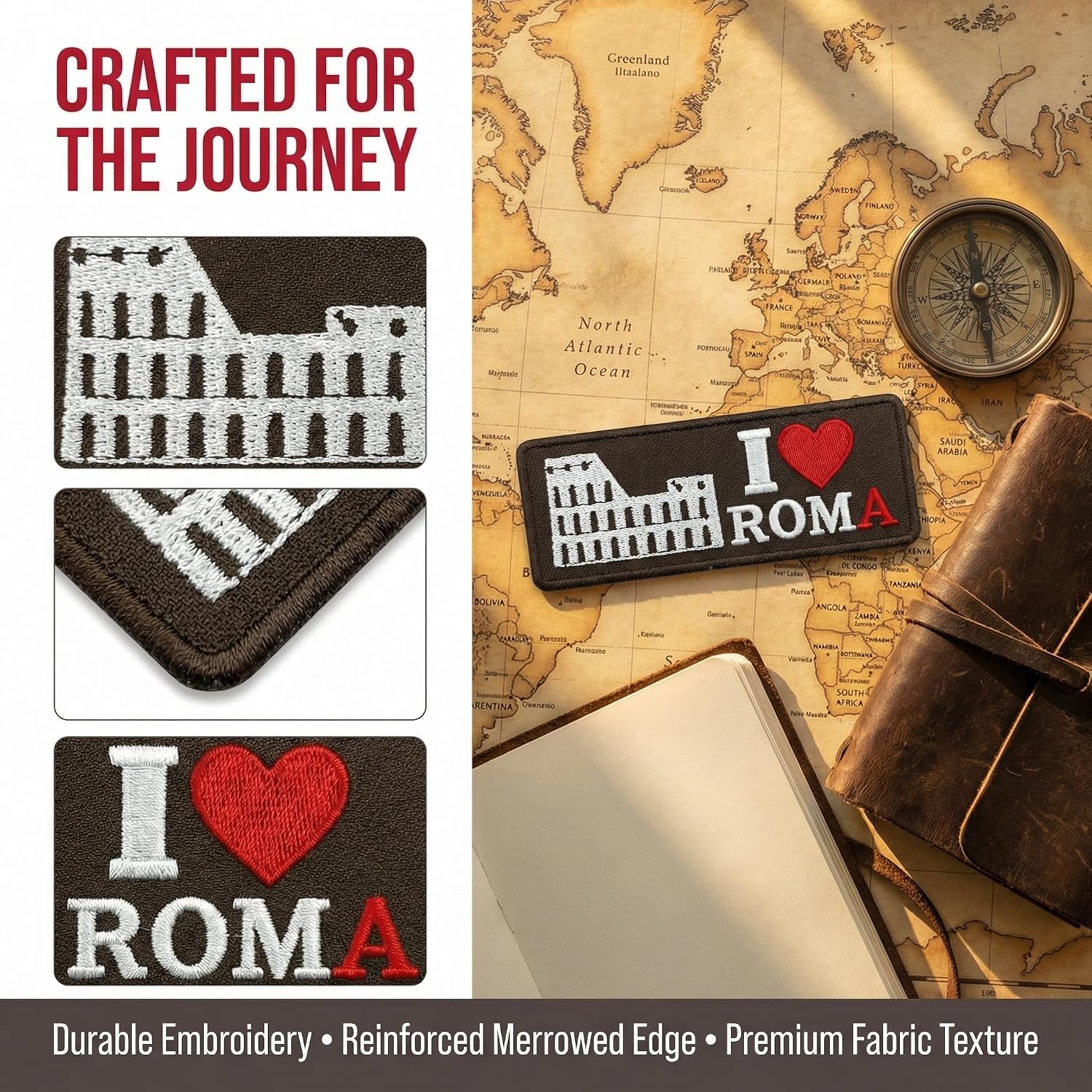 FANCIBAND I Love Roma Colosseum Embroidery Iron On Patch, 4" image 3