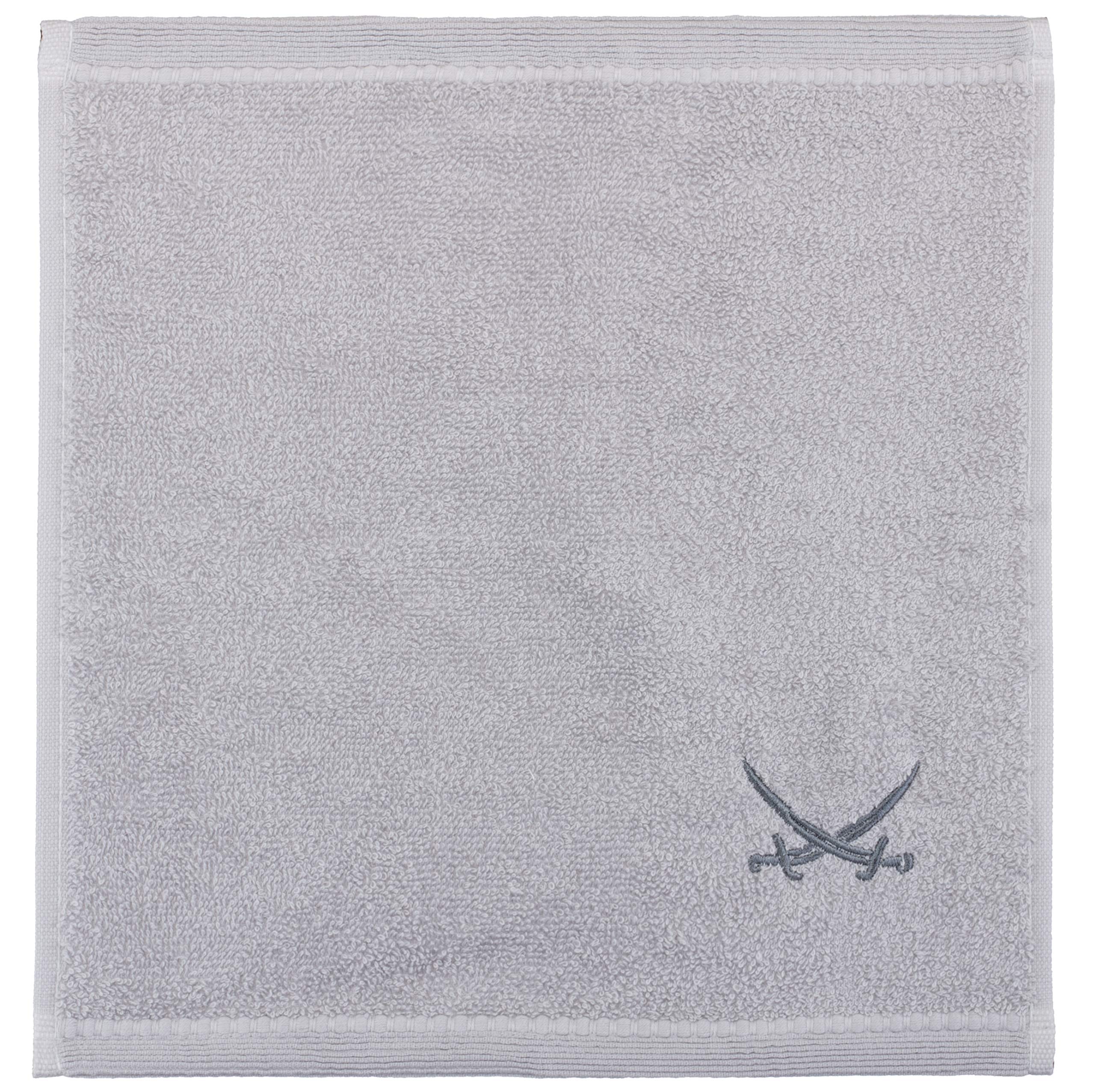 Sansibar - Set di 12 asciugamani per ospiti con logo ricamato, 100% cotone, 30 x 30 cm, colore: Argento