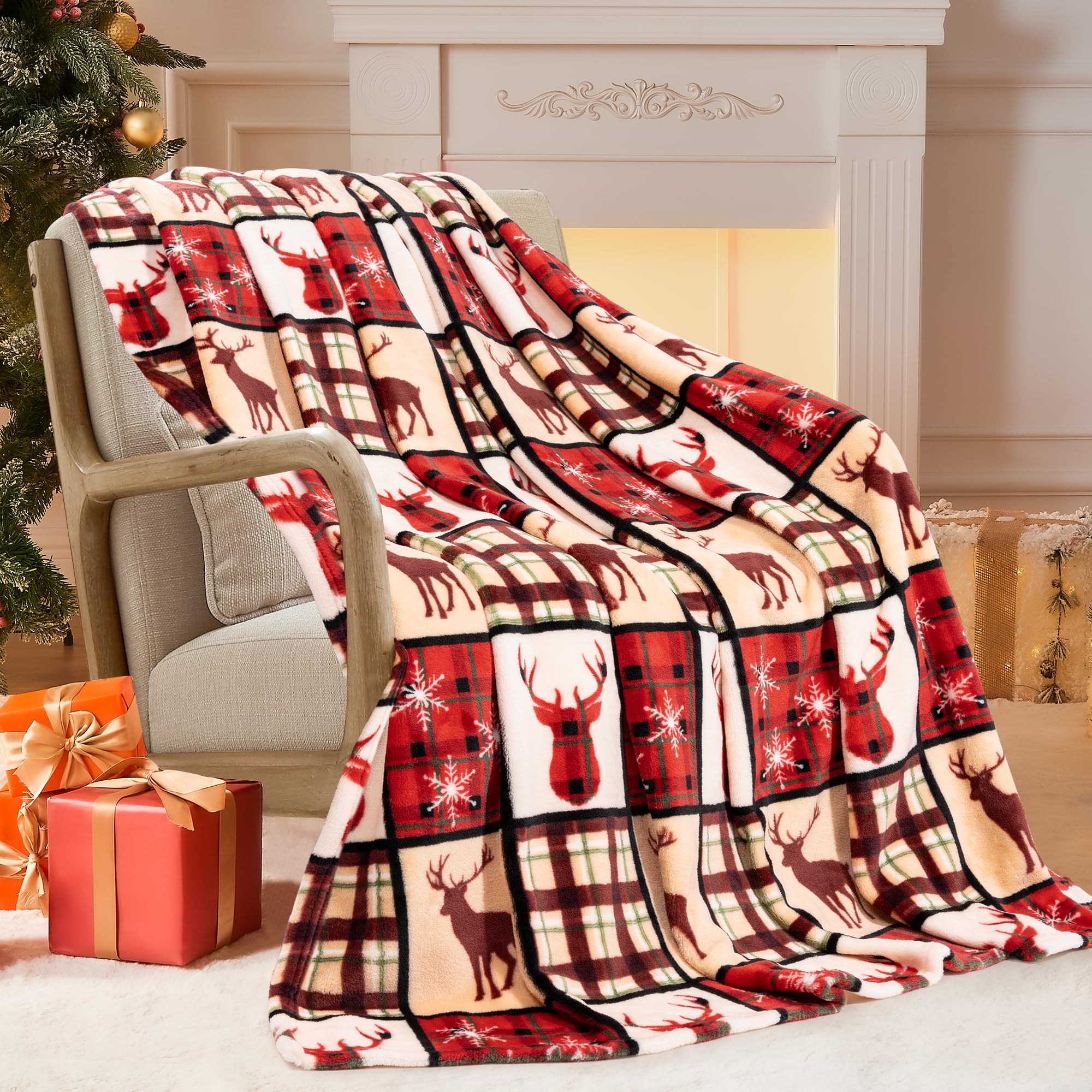 Coperta Flanella Natale Vintage Camion Rosso E Albero – Morbida E Calda Per Divano, Regalo Vacanze