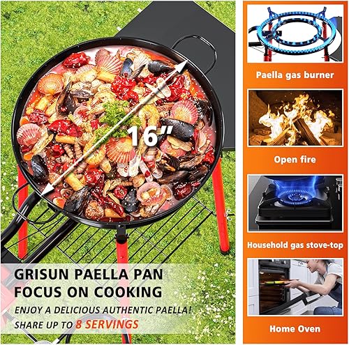 Miniatura 4 de GRISUN Paella Pan  Sartén esmaltada  Sartén antiadherente para auténticos platos españoles  Sartén esmaltada ideal para restaurantes y cocina casera