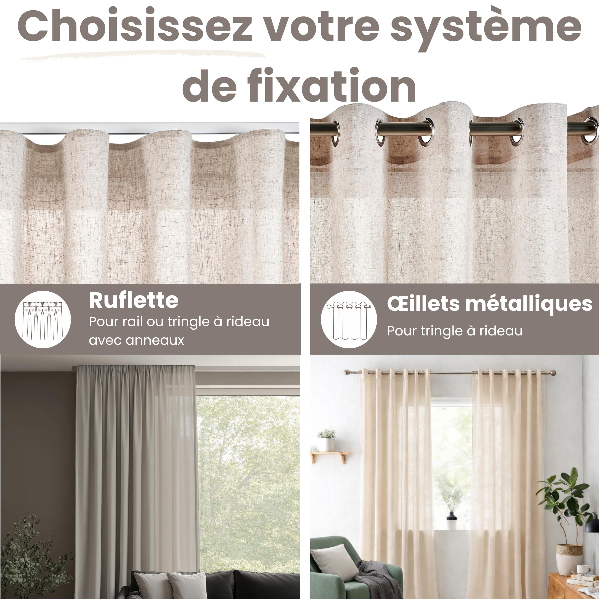 STORESDECO Rideau Voilage XXL Hauteur 3 Mètres, Voile en Polyester avec Galon Fronceur, Fenêtres et Portes, Filtrage Lumière, Design Moderne et Élégant, Beige 280x300 cm