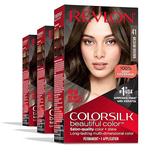 Miniatura 16 de Revlon Colorsilk - Tinte permanente para el cabello, cubre 100% las canas, sin amoníaco, con queratina y aminoácidos, castaño claro 51, 4.4 onzas