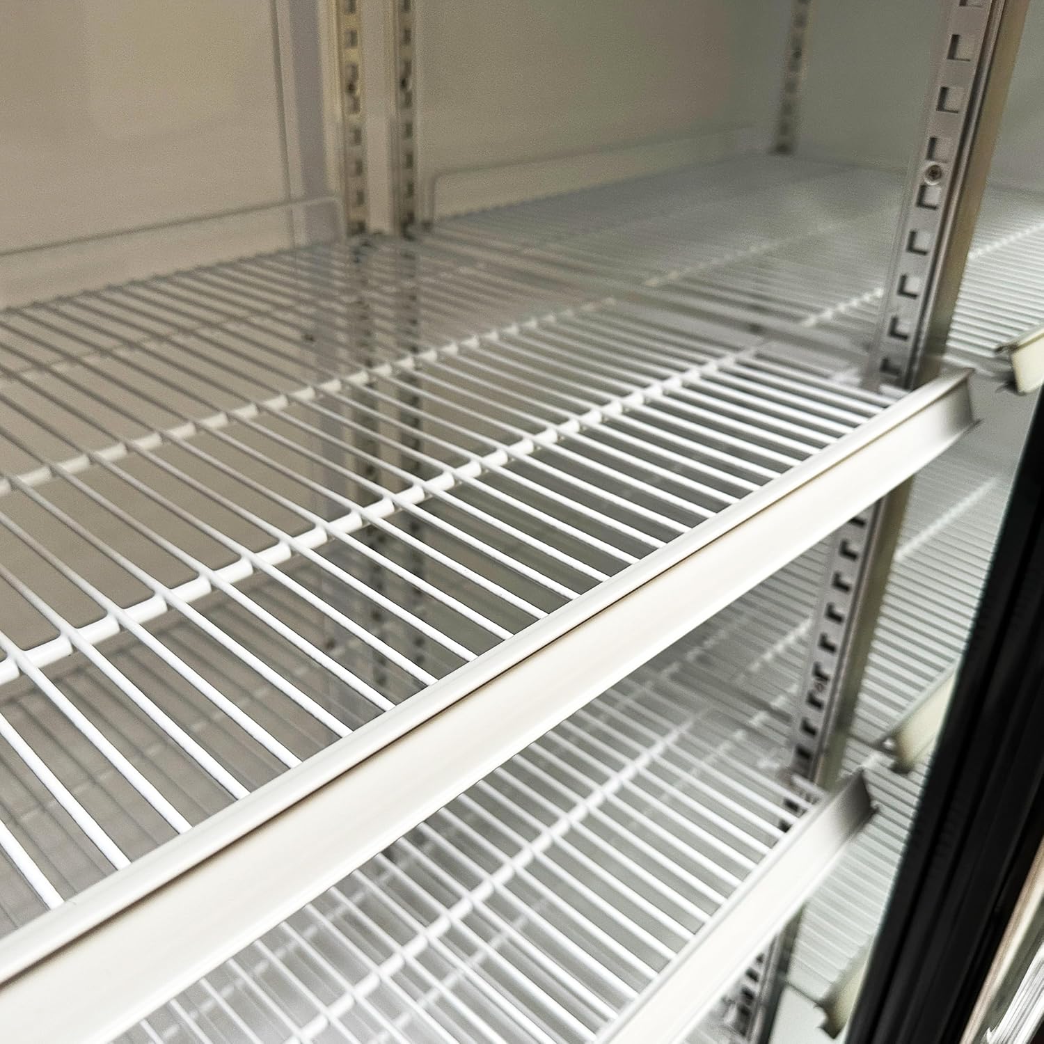 Commercial 2 Sliding Glass Door Refrigerator Merchandiser, ETL Upright Display Fridge Cooler Stainless Steel 2 Section 47" W 33.3 cu. ft. Fan Cooling, Restaurant
