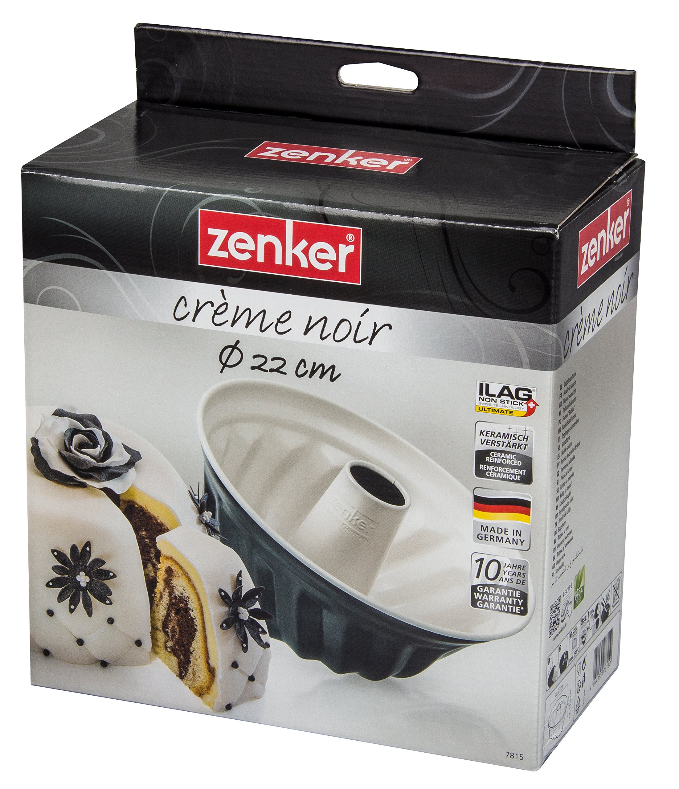 Zenker 7815 Forma do babeczek Crème Noir, średnica 22 cm, stal nierdzewna, szara/beżowa, 22 x 22 x 11,5 cm