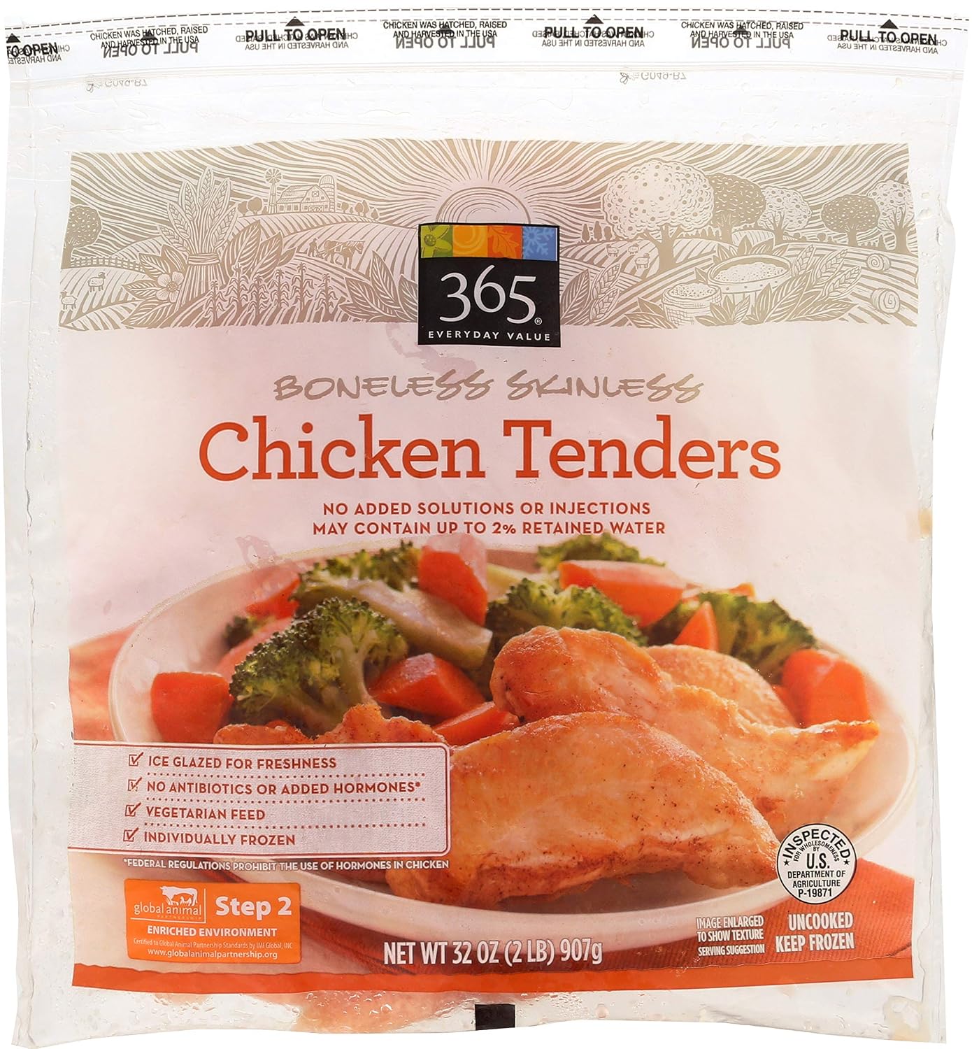 365 by Whole Foods Market, Boneless Skinless Chicken Tenders, 32 Ounce, (Frozen)