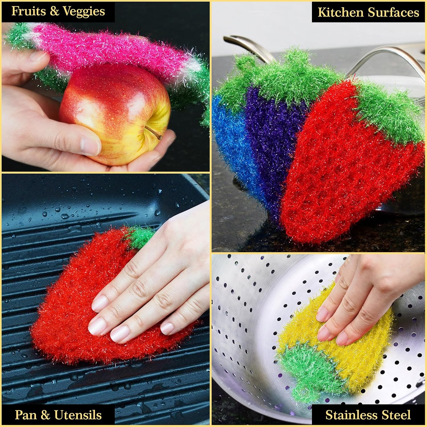 Non-Scratch Dish Scrubber-Long Lasting & Odorl, Safe on