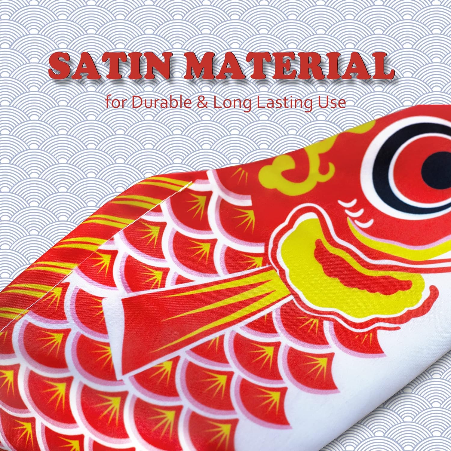 26" Red and White Polyester Koi Fish Windsock Flag