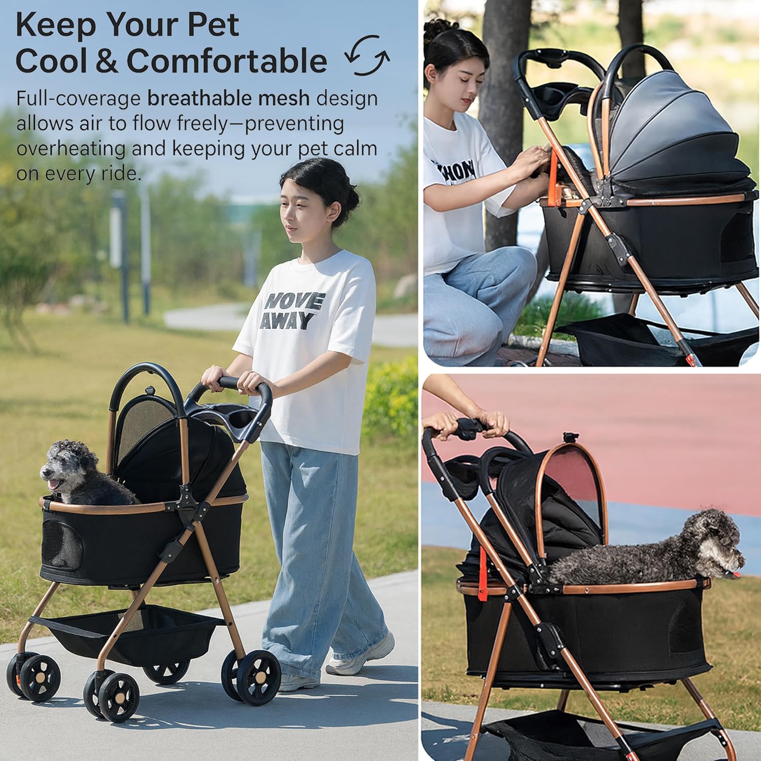 Explore Freedom: The Multifunctional Pet Stroller for Small & Medium Pets!