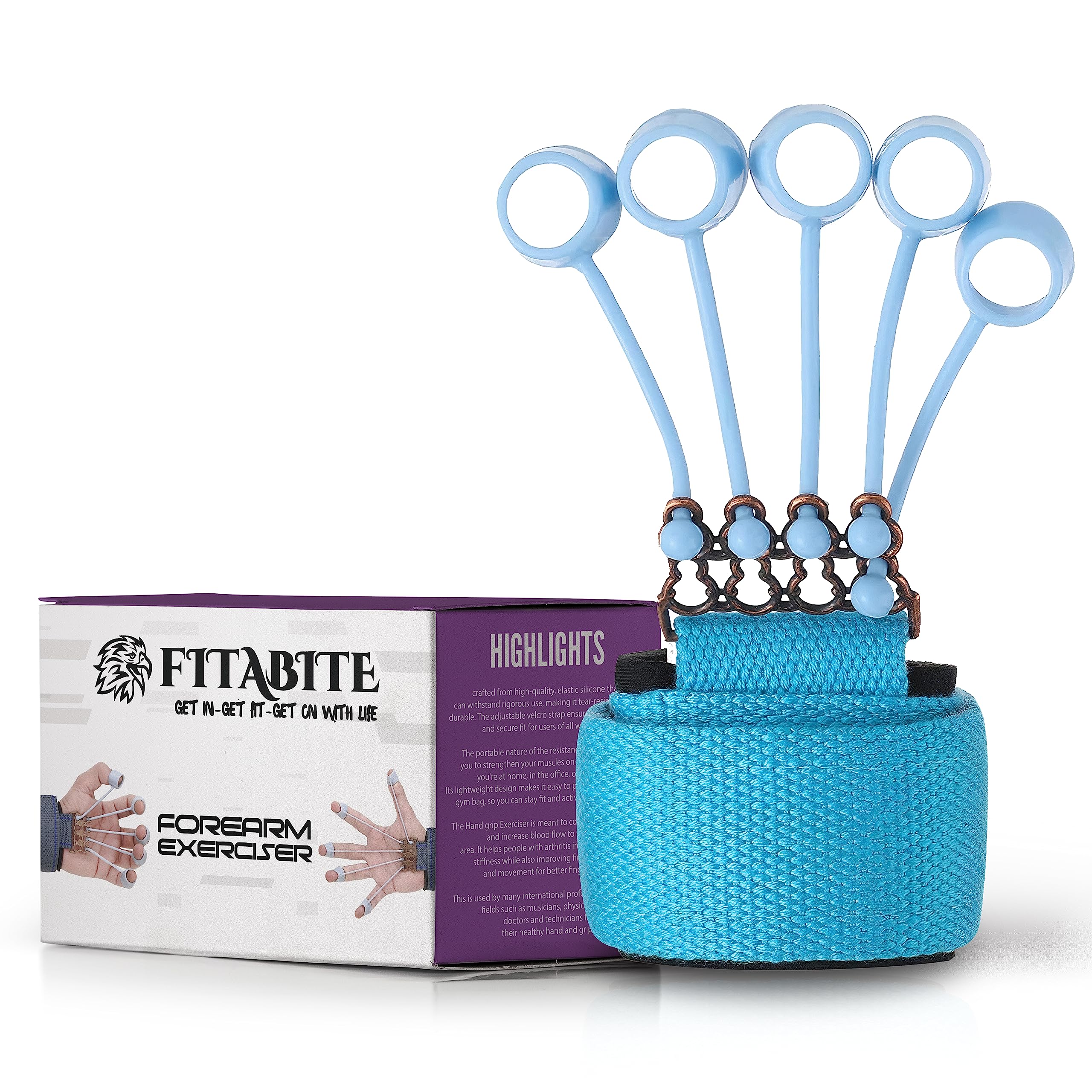 FITABITE Finger Strengthener Forearm Exerciser Hand Gripper Strength Trainer Hand Yoga Resistance Band Home Exercise Stretcher Climbing Strengthener Guitar Stretcher For Men Women And Children (BLUE) (B0C6RHG81V) Amazon Price History, Amazon Price Tracker
