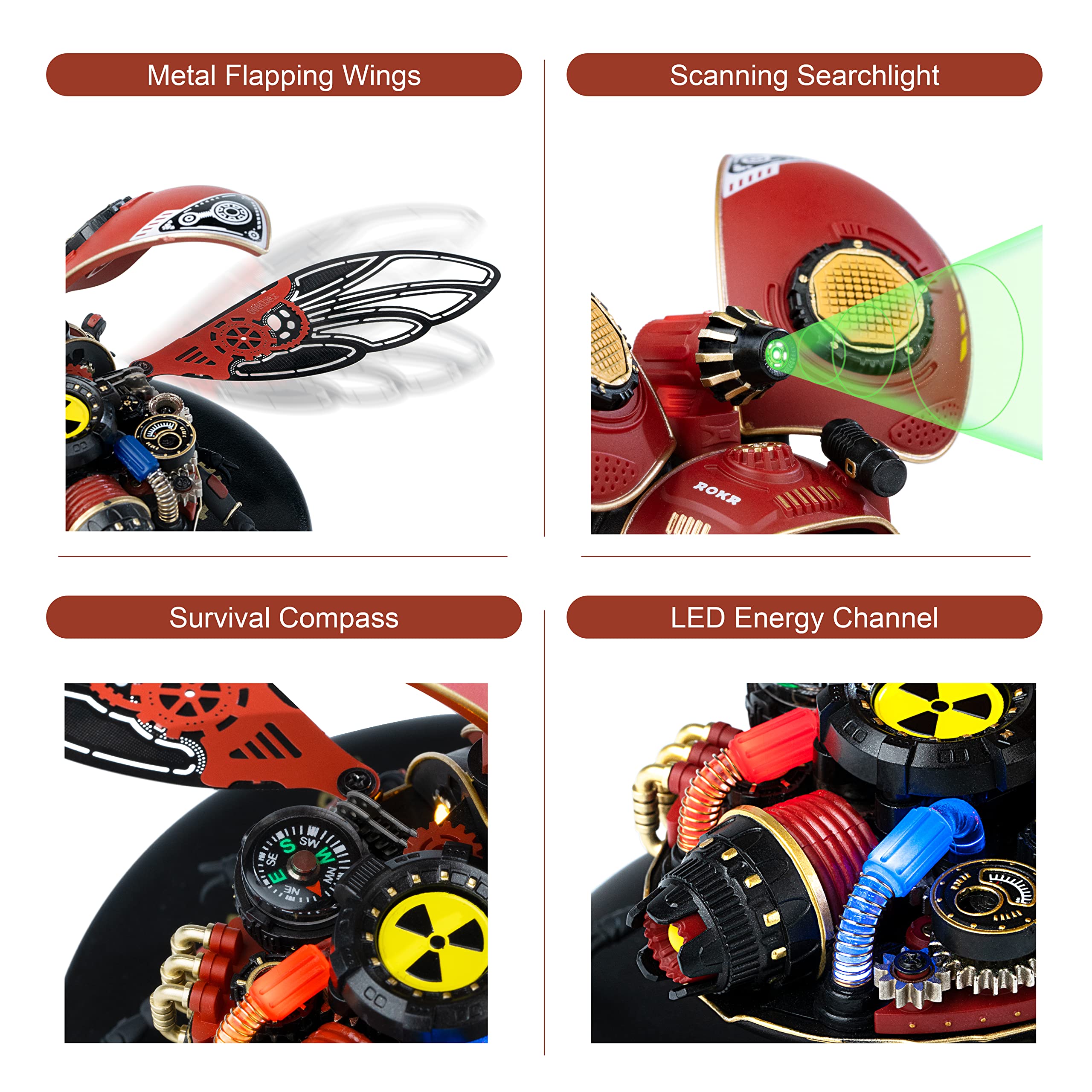 ROKR 3D Puzzle Erwachsen Käfer Scout Beetle 3D Metall und Kunststoff Puzzle Modellbausatz Steampunk Insekt Figur Sammelbares Spielzeug Deko Geschenk Für Ihn Mann Papa (MI02)