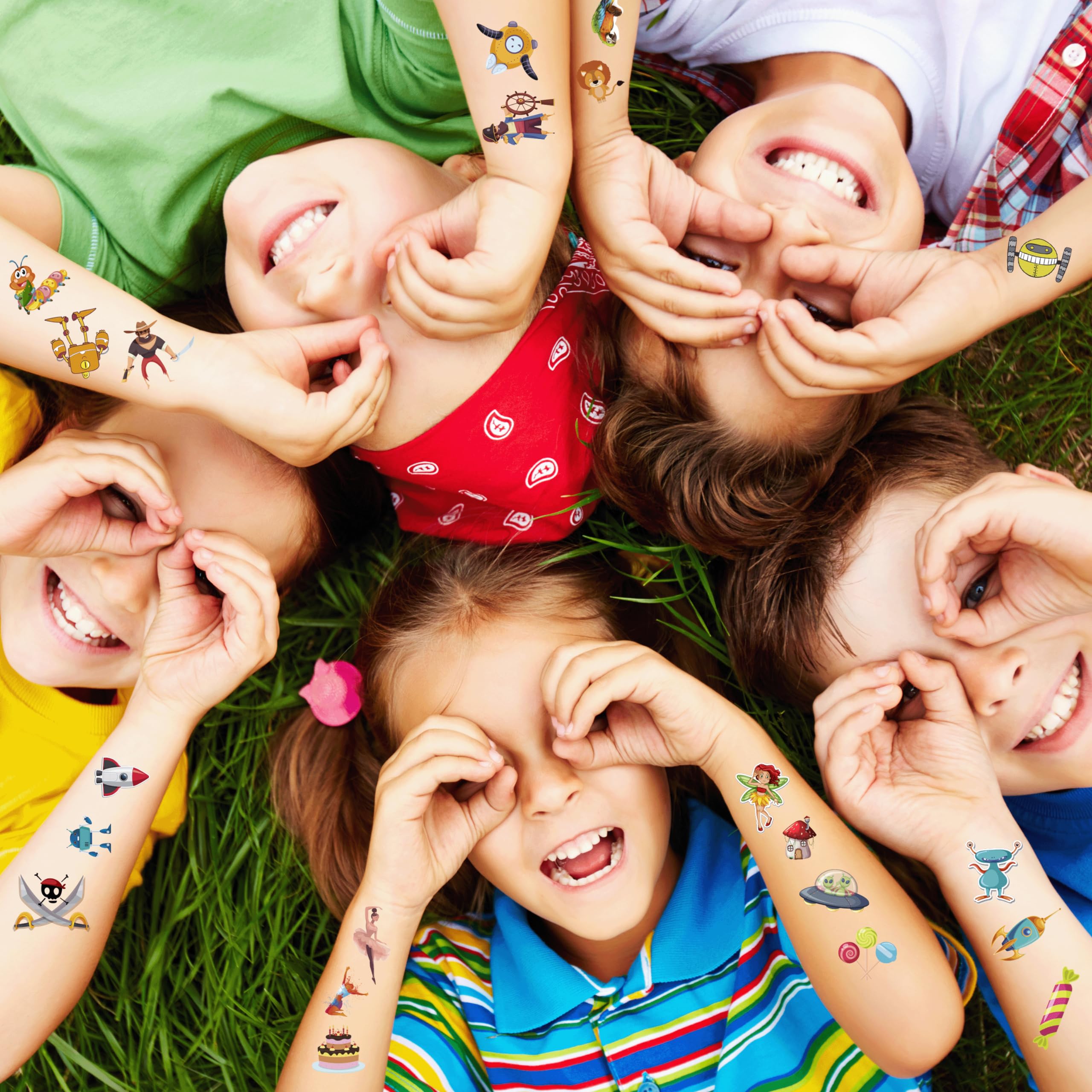 500 Pz Tatuaggi per Bambini - 10 Fogli Tatuaggi Temporanei Luminosi Gadget Compleanno Bambini Originali - Regalini Fine Festa Compleanno Invitati Bambino Bambina Unicorno Dinosauro Sirena Calcio