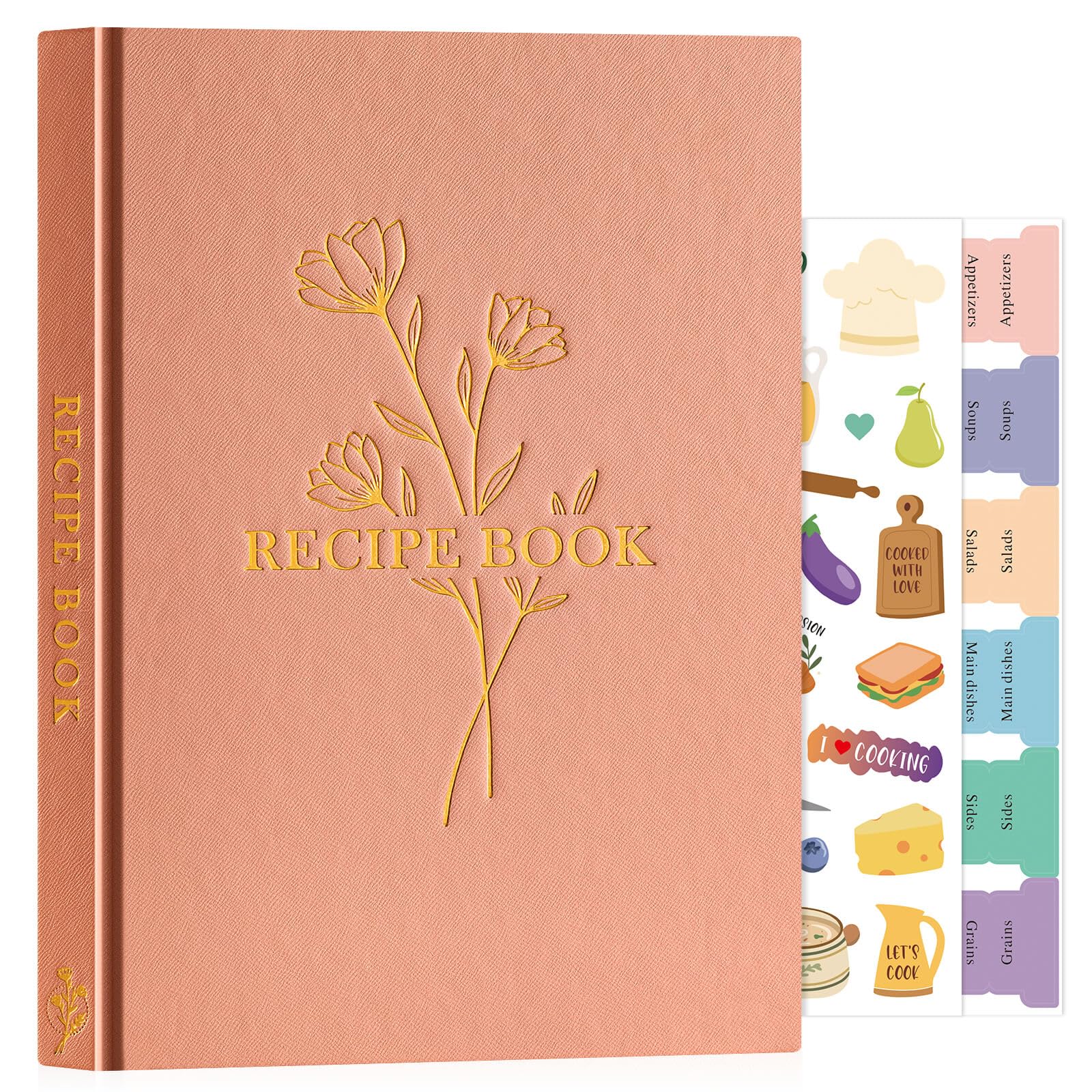 Lanpn Blank Recipe Book Cookbook to Write in Your Own Recipes, Waterproof B5 Empty Cooking Journal for 120 Recipes, Leather Cover Recipe Notebook with