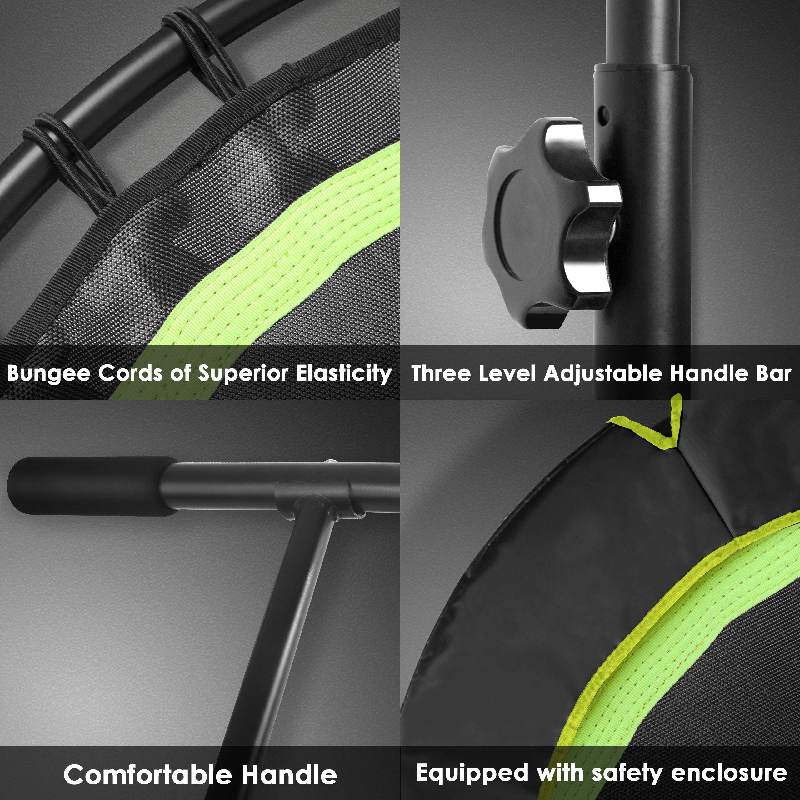 Happy Jump Trampolino Elastico Fitness,Ø101CM, Trampolino Pieghevole con Impugnatura,capacità di Carico 250lbs