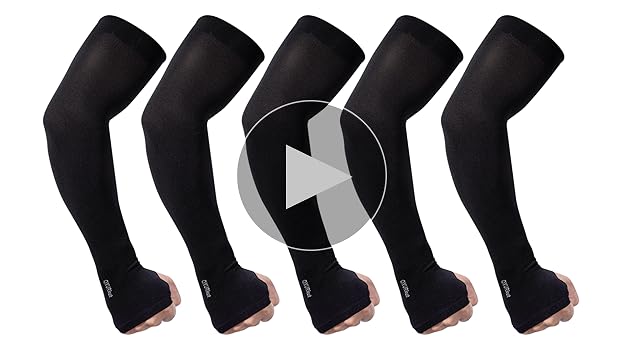 6 Paia Maniche Compressione Anti-UV Unisex - Per Sport E Esterno, Taglia Unica - Foto 2
