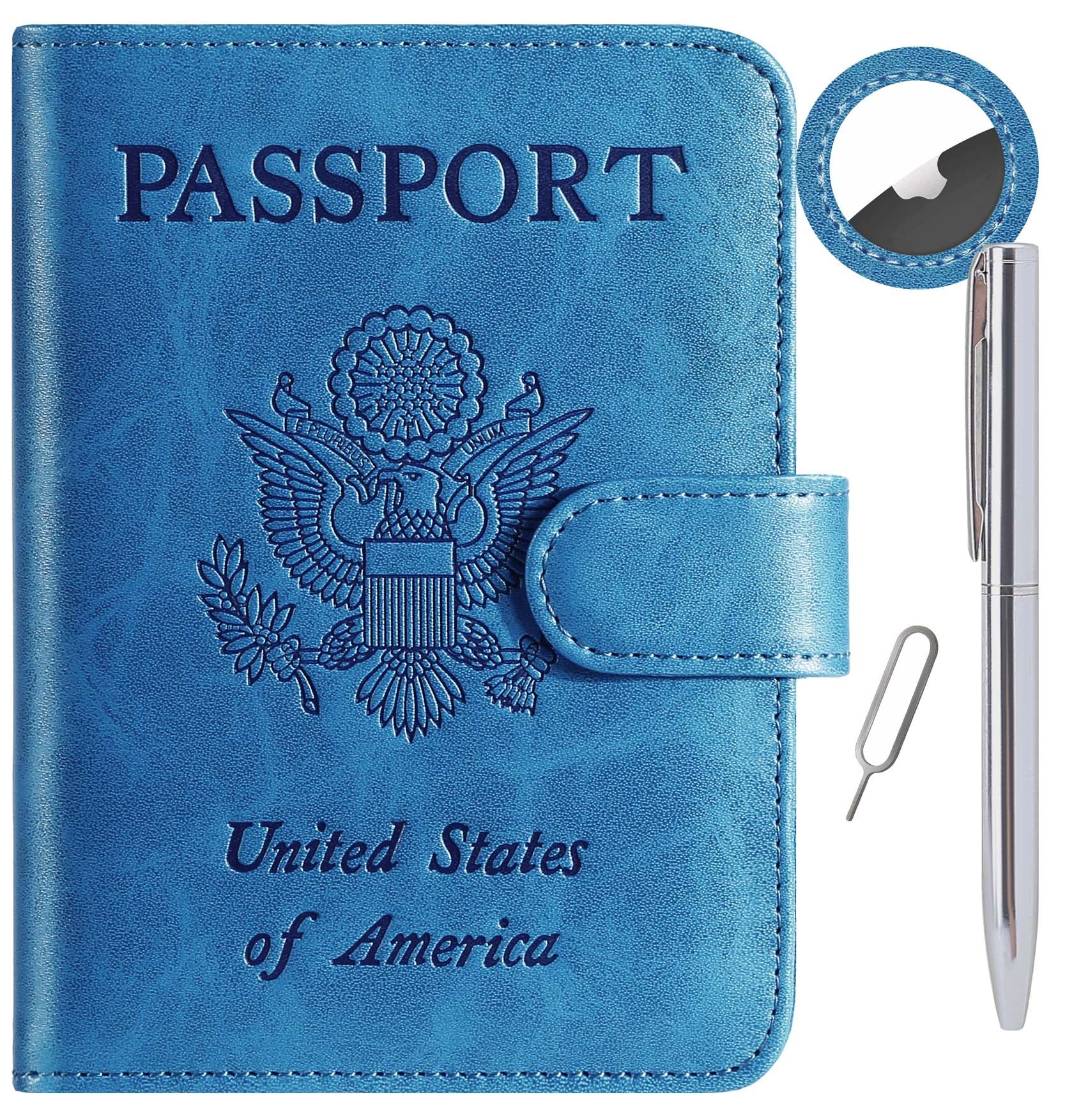Airtag Passport Holder Cover Wallet RFID Blocking, Travel Essentials