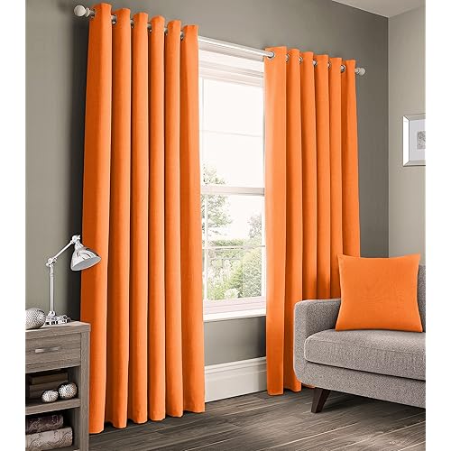 Orange Eyelet Curtains Amazon Co Uk