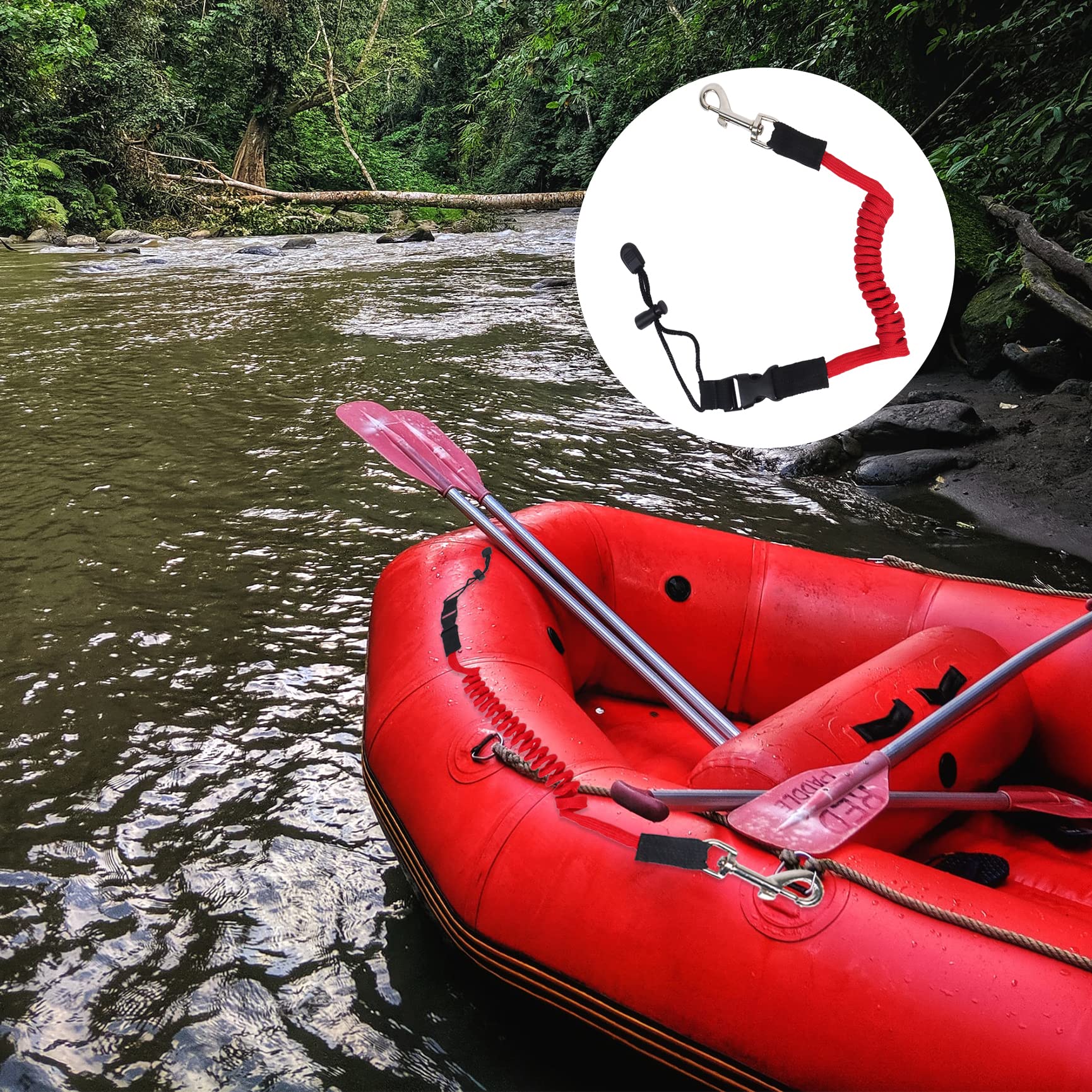 2 correas elásticas para remo de kayak, canoa, remo para kayak, cuerda de seguridad, cuerda de remo para kayak, cuerda con mosquetón, accesorios para kayak, canoa, canoa, surf