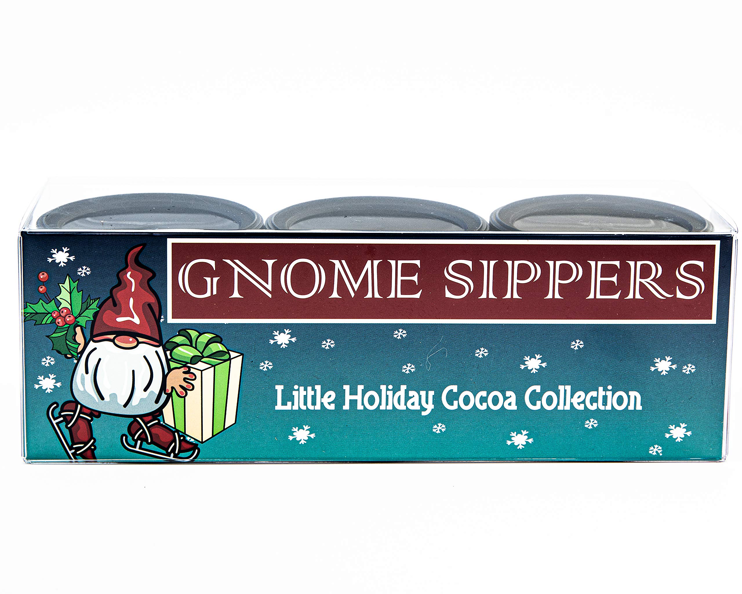 McSteven'sLittle Holiday Cocoa Collection “Gnome Slippers” - S'Mores Cocoa, Chocolate Cocoa, Vanilla Cocoa - Set of Three 3 oz Festive Containers - Little Holiday Cocoa Collection “Gnome Slippers”