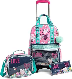 Zaino Scuola Trolley Elementare Carrello Zaino Scuola,Trolley Scuola con Borsa per il Pranzo & Penna Astuccio H42xL30xH10cm.