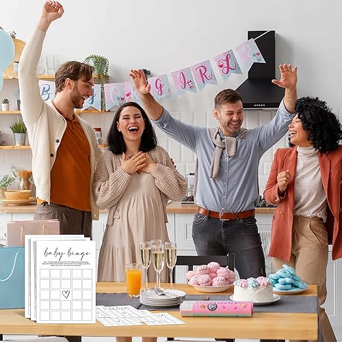 Miniatura 4 de ZIIUFRN Juegos de baby shower (5 x 7 pulgadas), 30 juegos modernos de bingo de bebé en blanco y negro tarjetas de juego de regalo, suministros de