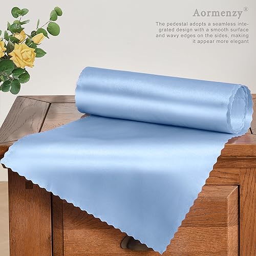 Miniatura 9 de 24 caminos de mesa de satén azul bebé de 12 x 108 pulgadas, caminos de mesa de boda sedosos, decoración de mesa elegante, caminos de mesa suaves y
