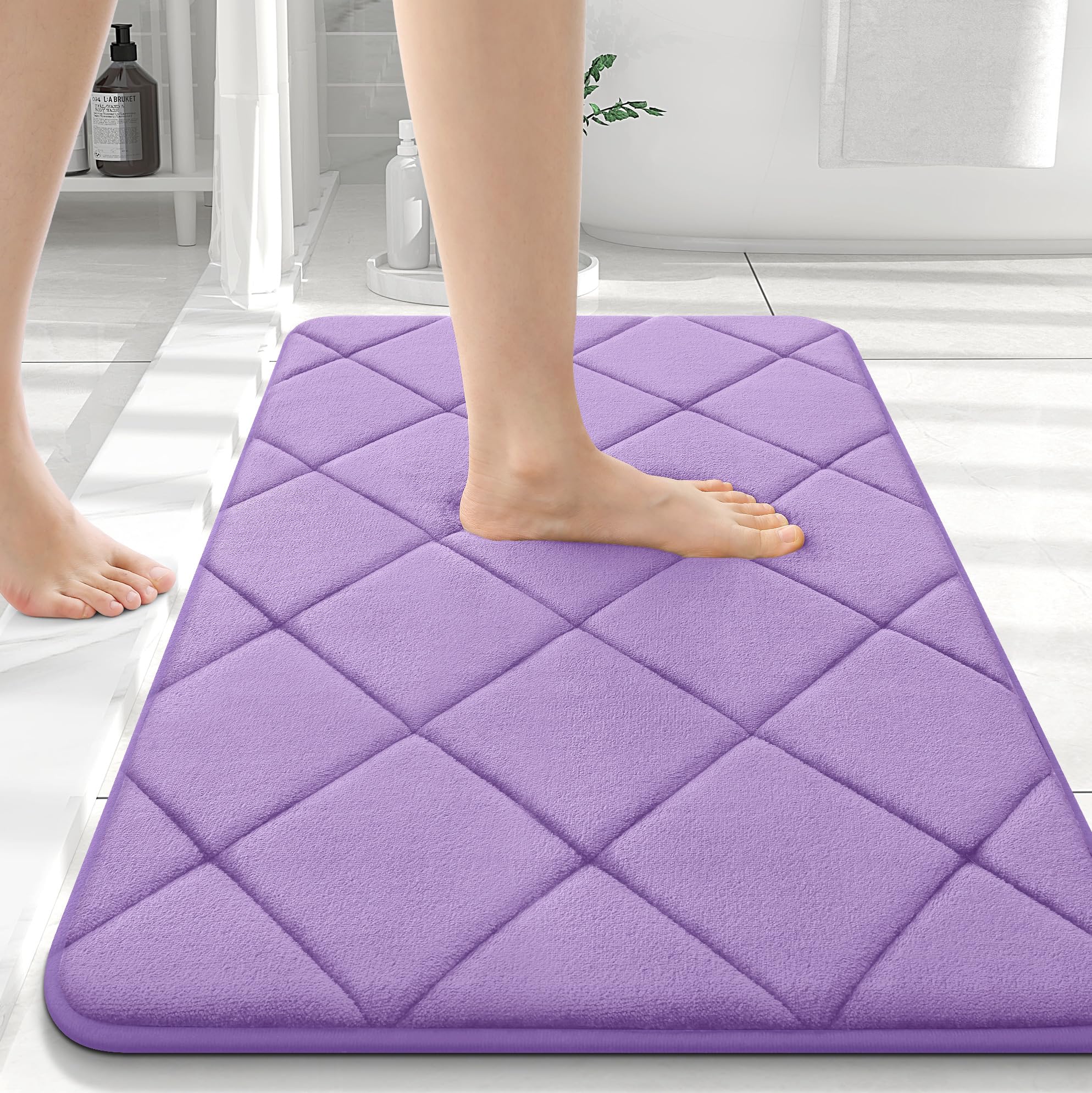 OLANLY Memory Foam Bath Mat 36x24, Ultra Soft and Absorbent Bathroom Rugs, Machine Washable, Comfortable Bath Carpet for Bathroom Floor, Tub and