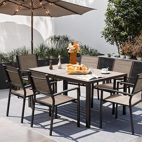 Miniatura 6 de GUNJI Mesa de comedor rectangular de 59 pulgadas para 6 personas, mesa de comedor de madera con patas de metal para comedor, sala de estar