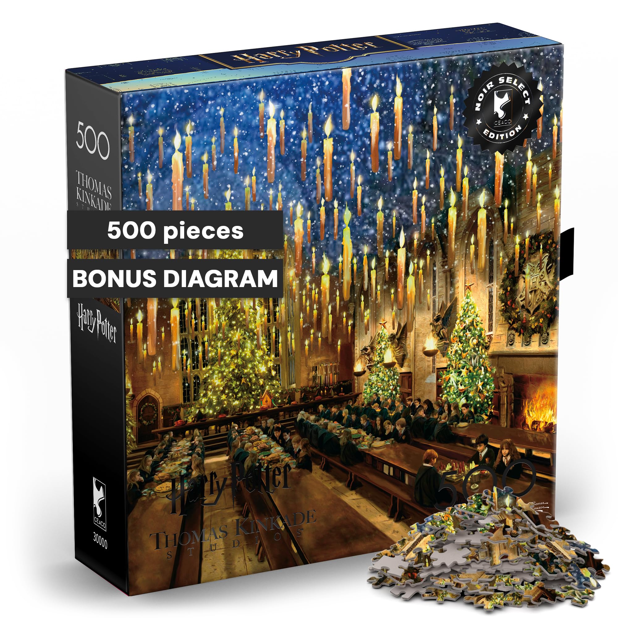 Ceaco - Silver Select - Kinkade - Harry Potter - The Great Hall - 500 Piece Jigsaw Puzzle for Adults -Challenging Puzzle Perfect for Game Nights