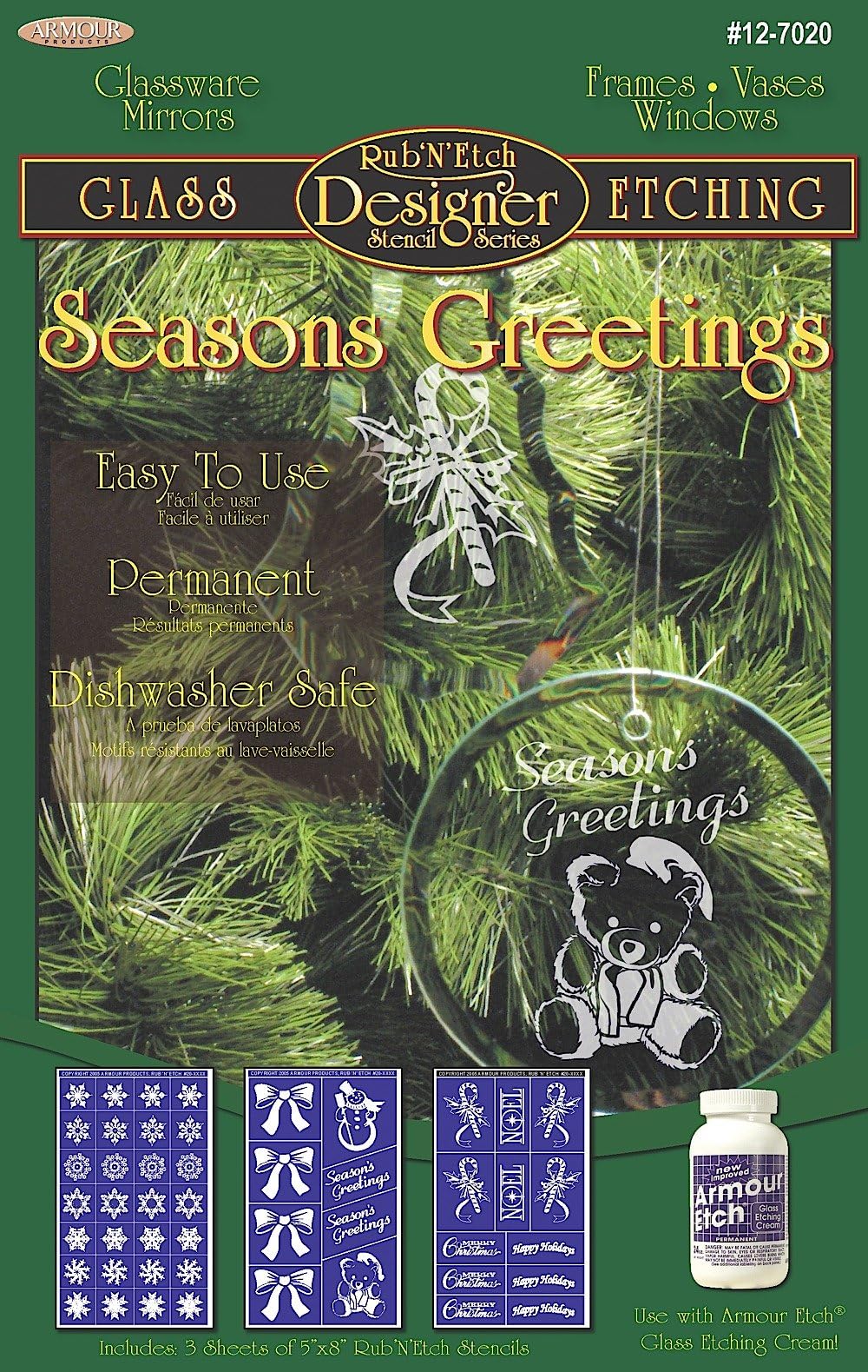 Armour Etch Designer Stencil, Pak Seasons Greetings