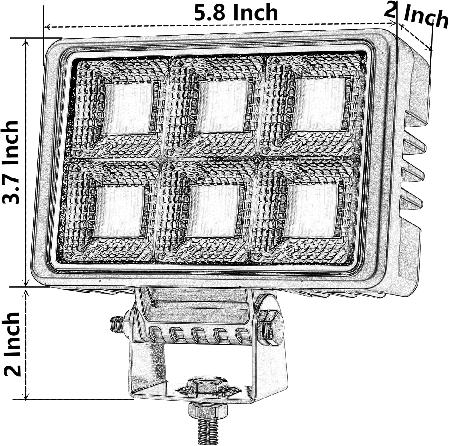 12V LED Flood Light 6 Inch,2pcs 20000LM Waterproof LED Tractor Work Lights for Truck Heavy-Duty Equipment Offroad Boat Farm Engineer