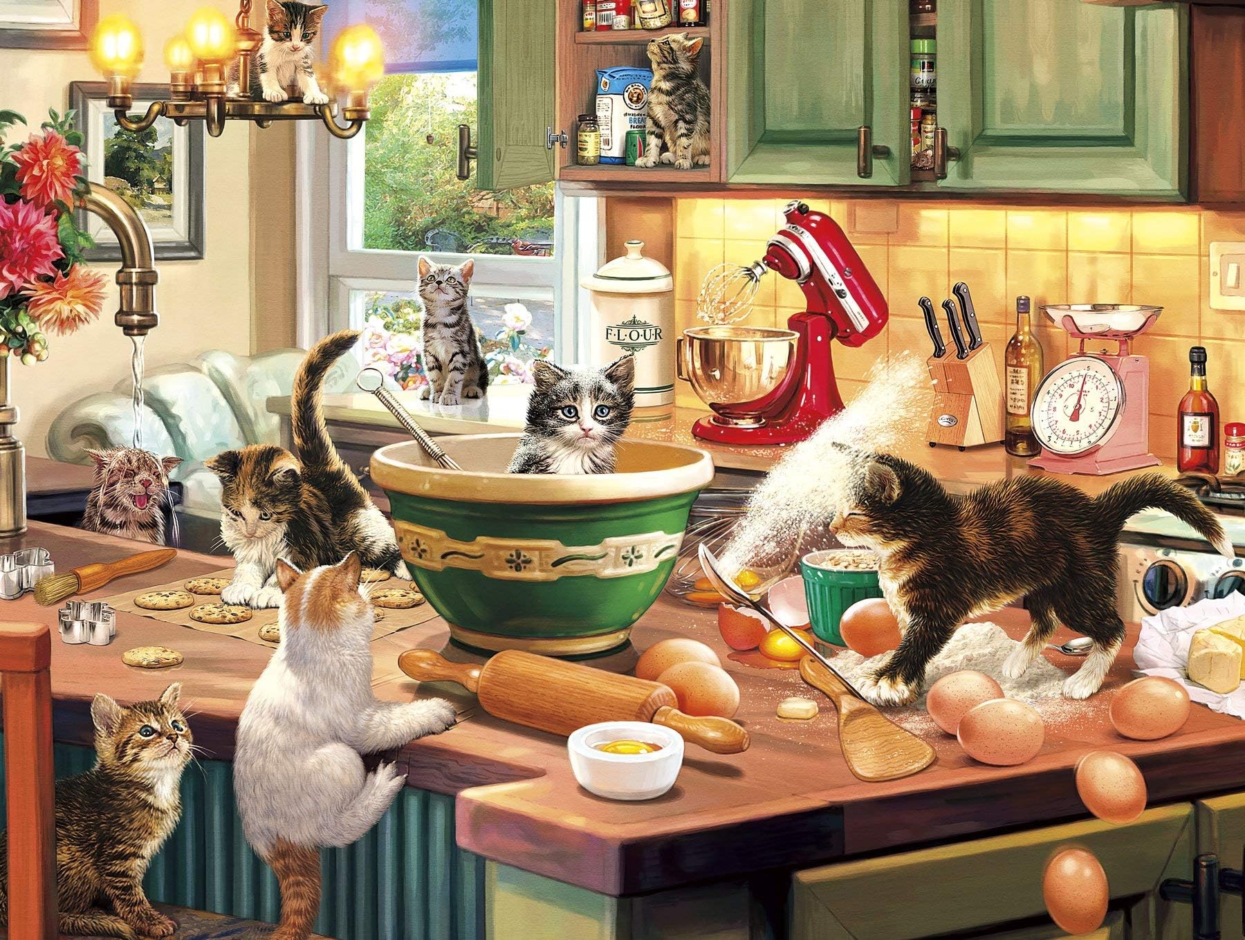 Buffalo Games - Steve Read - Kitten Kitchen Capers - 750 Piece Jigsaw Puzzle For Adults - Challenging Puzzle Perfect for Game Nights - Finished Puzzle Size is 24.00 x 18.00