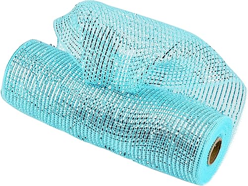 Miniatura 8 de MEEDEE Cinta de malla azul Deco de 10 pulgadas, rollos de tela de malla decorativa azul, rollo de malla azul de 10 yardas, cinta de malla azul para