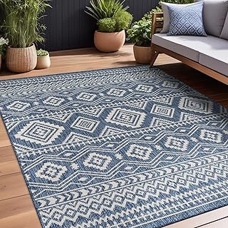 Beverly Rug Waikiki Boho Indoor Outdoor Rug 5x7, Washable Outside Carpet...