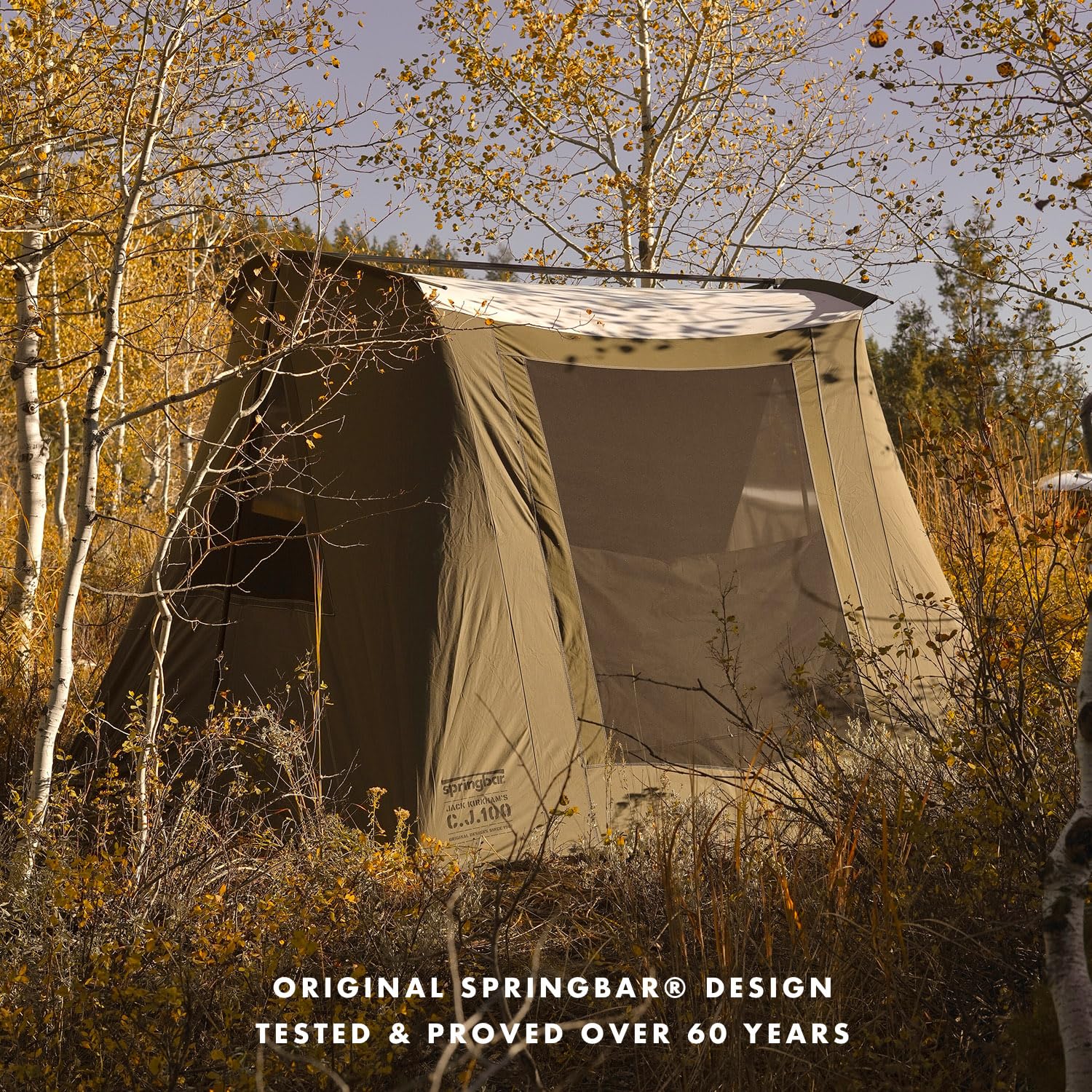 Springbar Classic Jack 100 Watertight Cotton Canvas Car Camping and  Glamping All Season Tent (OD Green, 10 x 10 6-Person)