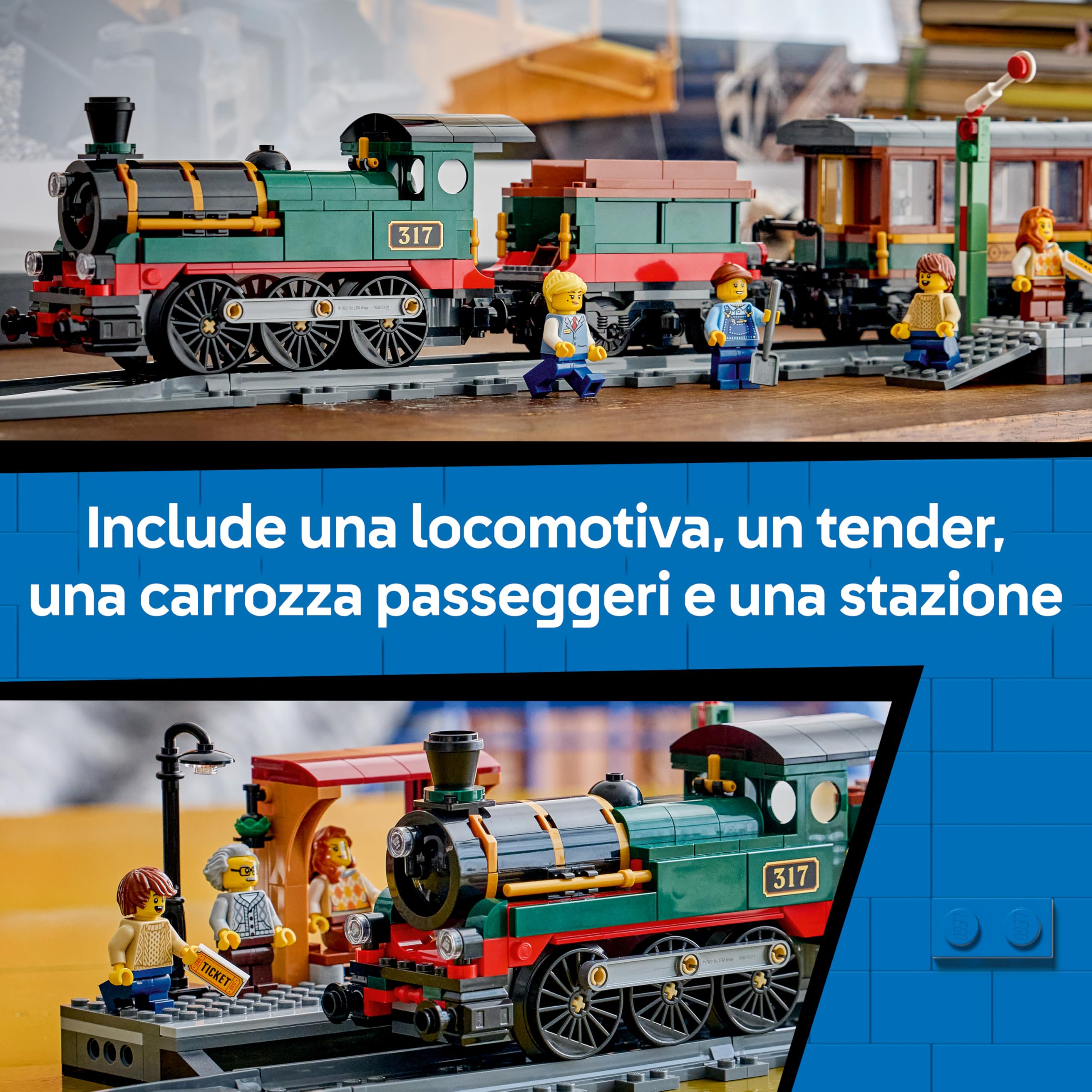 LEGO City Treno a Vapore Vintage Giocattolo - Kit di Modellismo STEM con Stazione, Binari, Cabina di Comando, Segnale di Stop e 5 Minifigure - Regalo di Compleanno per Bambini da 7 Anni in su - 60511